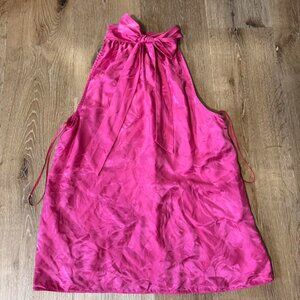 Tanya Taylor Hot Pink Silk Jacquard Kendall Halter Top Size 6